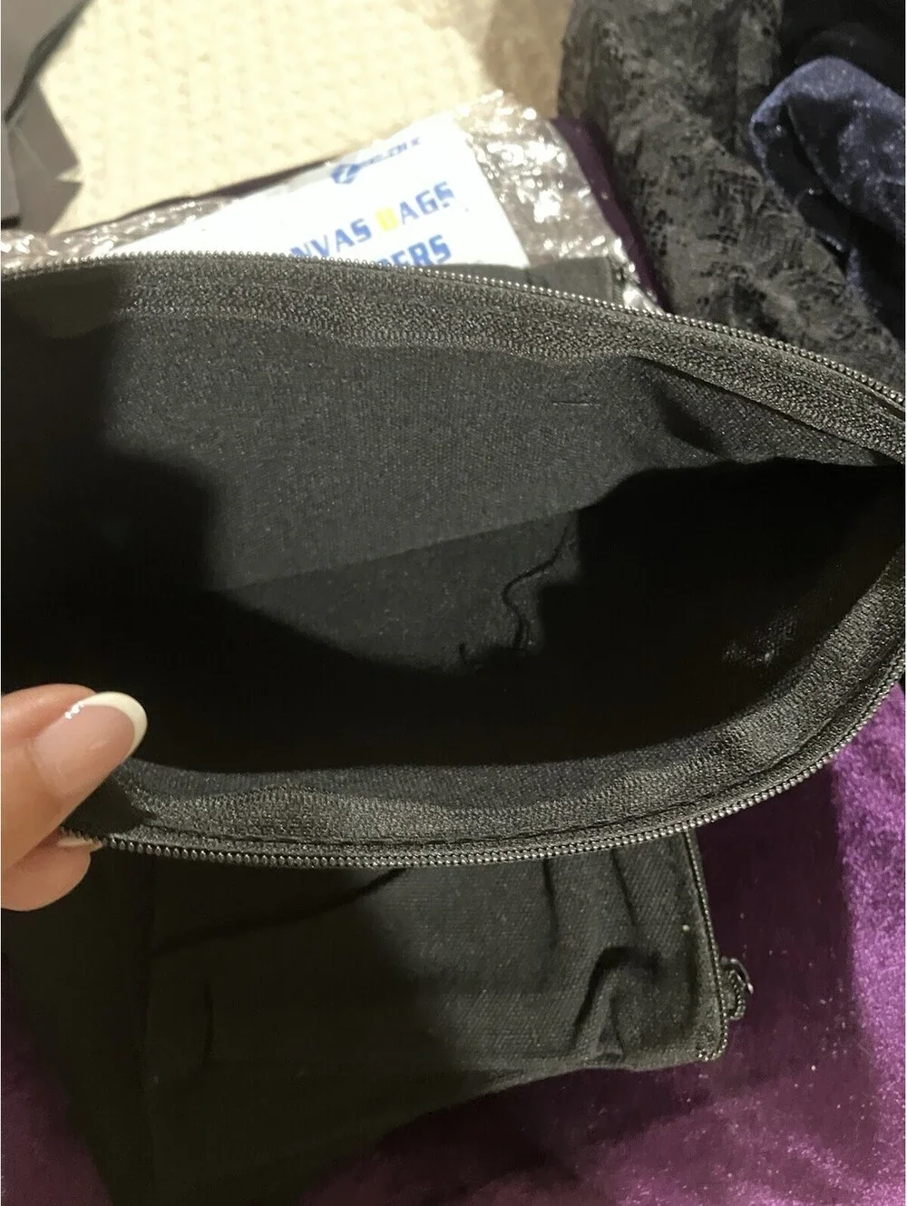 5 Pack Black Cotton Canvas DIY Craft Zipper Bags Pouches Pencil Case for Makeup